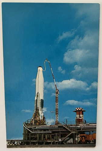 Atlas icbm rocket postcard - rocket,